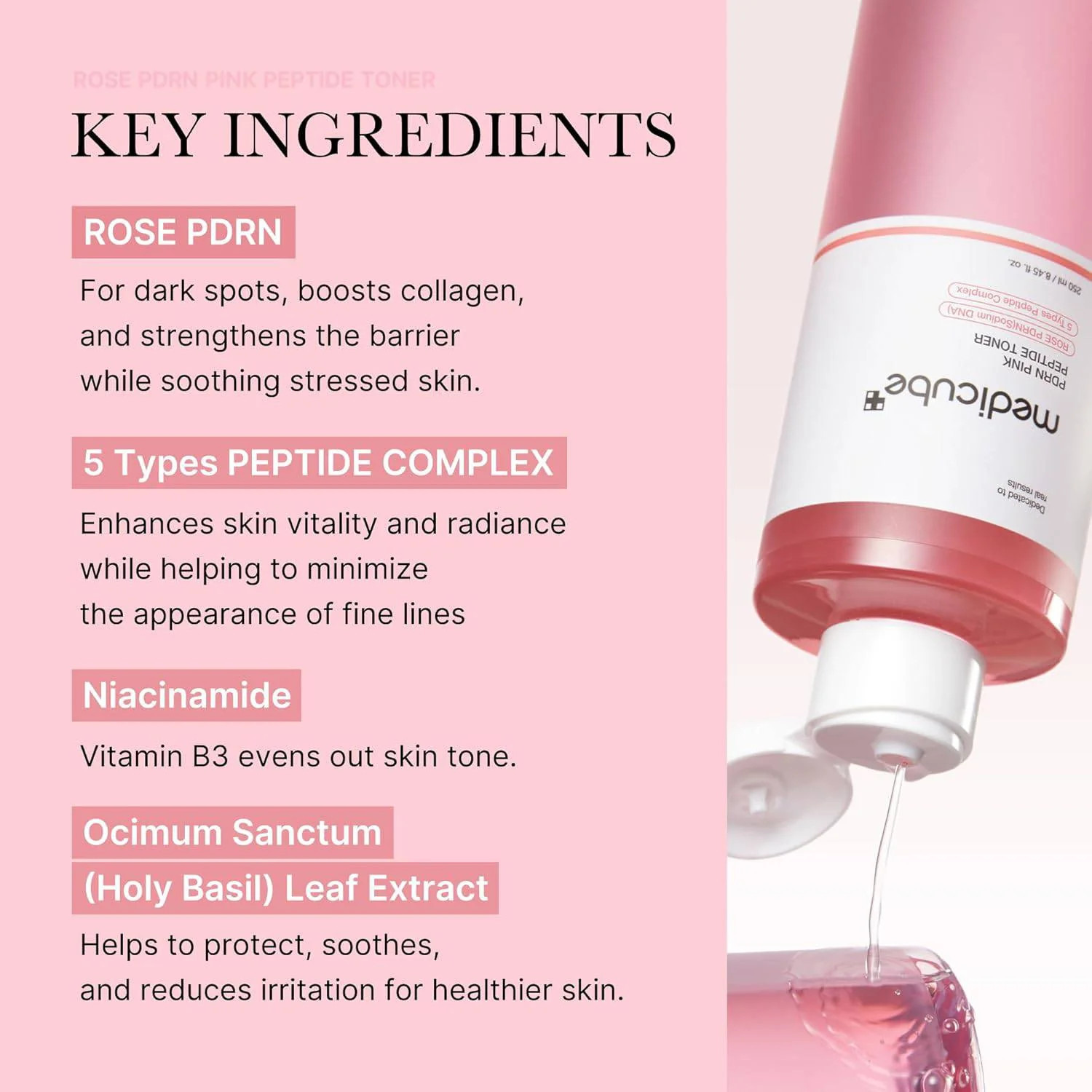 MEDICUBE PDRN Pink Cica Soothing Toner 250mL - Image 3