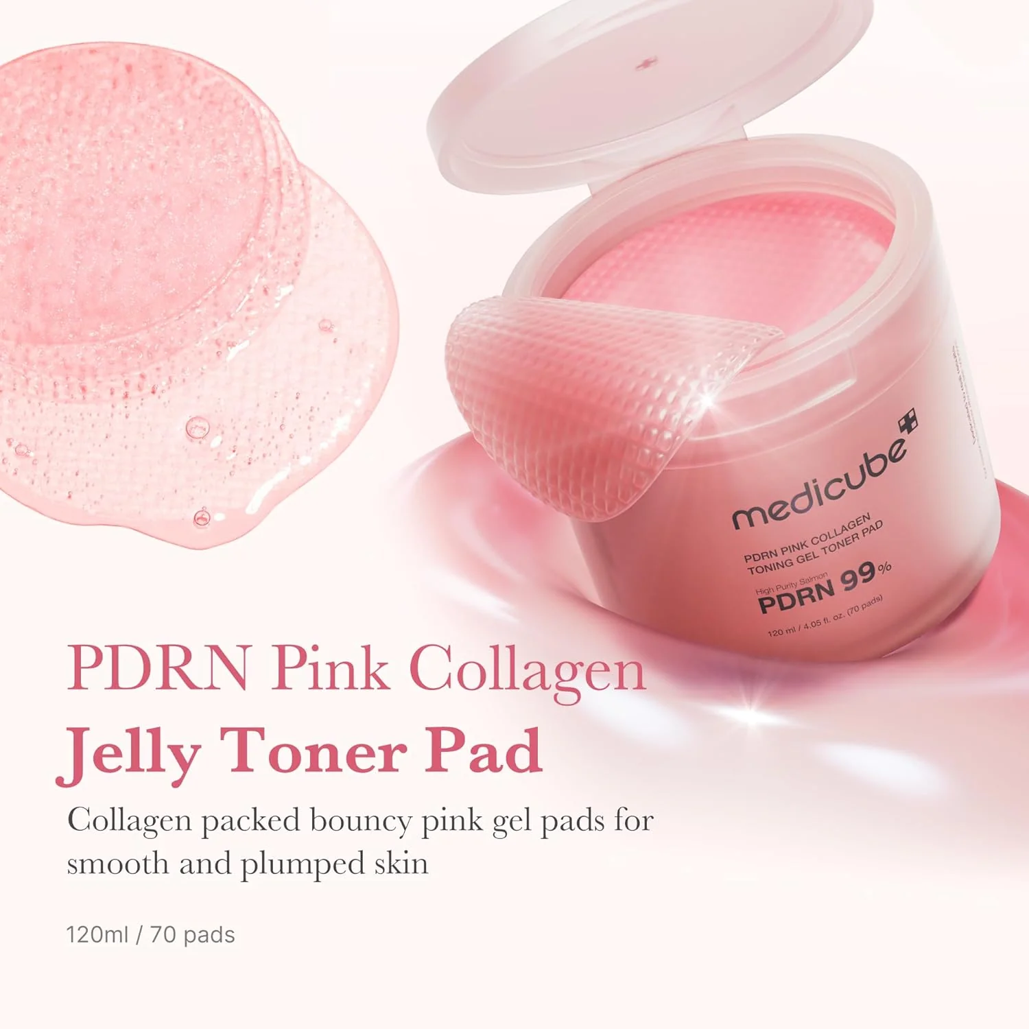 MEDICUBE PDRN Pink Collagen Gel Toner Pad 120mL (70 Pads) - Image 3