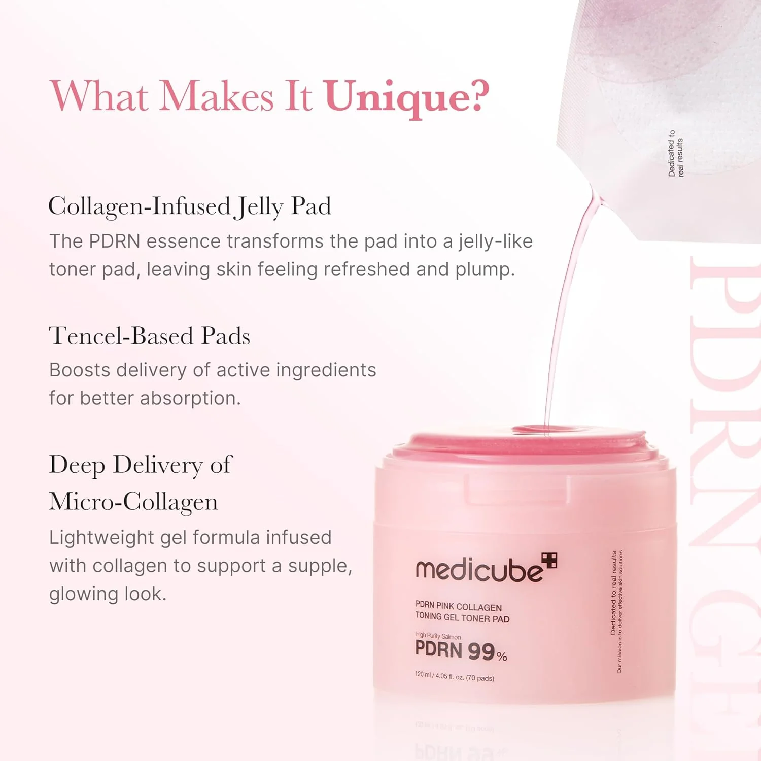 MEDICUBE PDRN Pink Collagen Gel Toner Pad 120mL (70 Pads) - Image 4